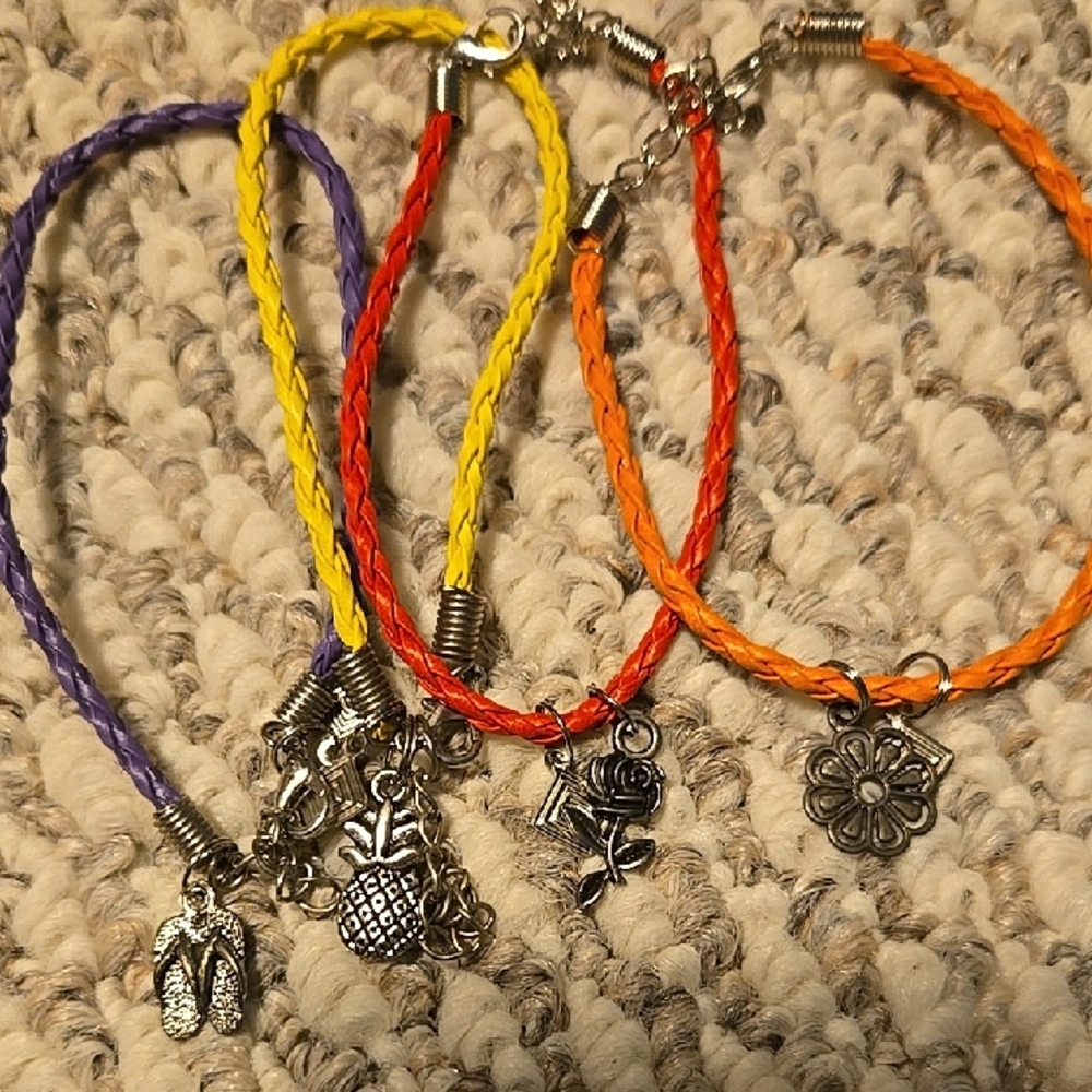 Colorful Braided Charm Bracelets